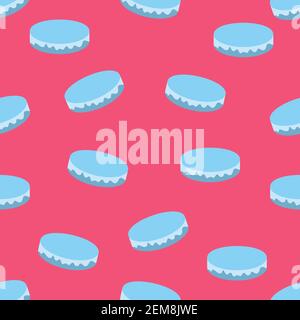 Stampa brillante con macaroni blu su sfondo rosa Illustrazione Vettoriale