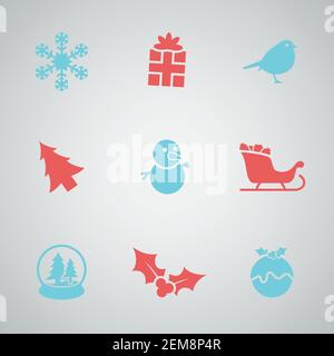 Set di simboli di Natale 9 icone Illustrazione Vettoriale