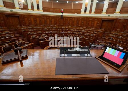 Salah Goudjil Speaks è eletto Presidente del Consiglio della Nazione presso il palazzo del parlamento ad Algeri, Algeria, il 24 febbraio 2021. Salah Goudjil è stato eletto presidente del Consiglio della nazione con 126 voti su 127 deputati, in quanto presiede il consiglio come vicepresidente dall'aprile 2019. Foto di Louiza Ammi/ABACAPRESS.COM Foto Stock