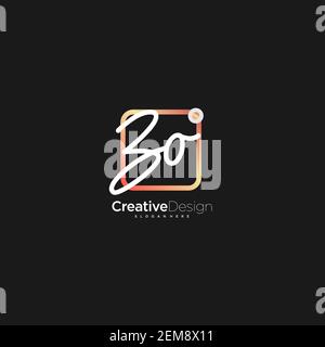 ZO Initial Letter Handwriting logo disegno a mano casella colorata vettore, logo per la bellezza, cosmetici, matrimoni, moda e business, e altro Illustrazione Vettoriale