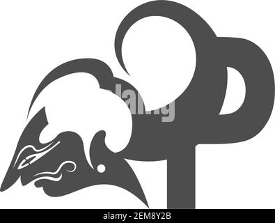 Icona di marionetta giavanese con vettore di disegno del logo della lettera Illustrazione Vettoriale