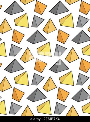 Motivo geometrico senza cuciture in colori alla moda su sfondo bianco. Piramidi e triangoli. Texture da forme volumetriche semplici. Sfondo vettoriale AN Illustrazione Vettoriale