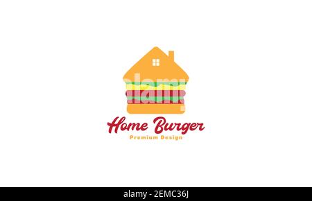 hamburger cibo con casa colorato logo disegno vettore icona simbolo illustrazione Illustrazione Vettoriale