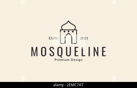 linee cupola moschea semplice logo disegno vettore simbolo icona illustrazione Illustrazione Vettoriale