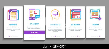 Web Design Development elementi di onboarding icone Imposta vettore Illustrazione Vettoriale