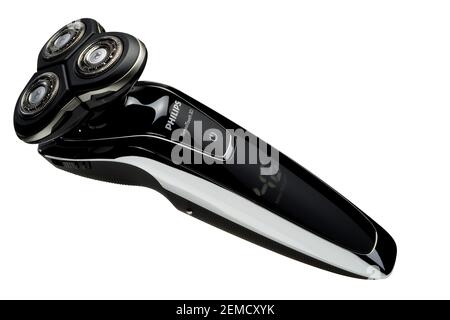 Un rasoio elettrico Philips. Attrezzature per la rasatura dell'uomo. Foto Stock