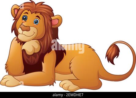 Illustrazione vettoriale del cartoon cute leone Illustrazione Vettoriale