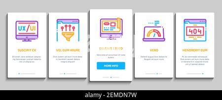 Web Design Development elementi di onboarding icone Imposta vettore Illustrazione Vettoriale