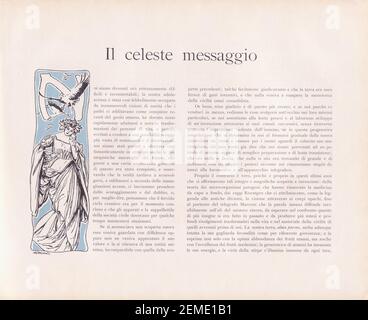 Diretta da Edoardo De Fonseca, la rivista, nata a Milano nel 1901, poi trasferita a Roma dal 1903, viene publicata per dieci anni, fino al 1910, cui sono da aggiugere anche dodici fascicoli apparsi a Roma nel 1913. Era la più raffinata pubblicazione italiana dedicata all'arte della decorazione del libro, a cui collaborarono i maggiori artistici dell'epoca, stampa, in un originale formato oblungo, in duemila copie, la maggior parte destinazione al mercato estero. Presenti illustrazioni Liberty di De Karolis, Dudovich, Sartorio, balla, Cambellotti, Baruffi, Bompard, Majani e terzi. Foto Stock