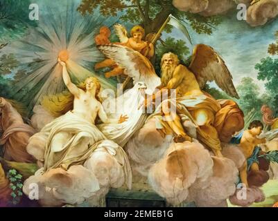Roma, Italia - 05 ottobre 2018: Pittura sul soffitto della Galleria Borghese, Roma Foto Stock