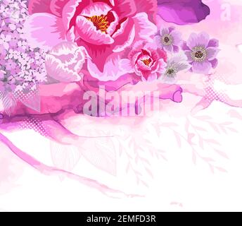 Delicato sfondo rosa con fiori. Illustrazione vettoriale Illustrazione Vettoriale