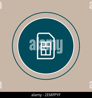 Nano simcard design, scheda di rete, schede di chiamata, schede di rete Internet, scheda SIM o modulo di identificazione/identità di abbonato chip line art vettore Illustrazione Vettoriale