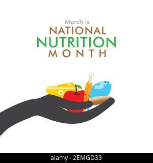 illustrazione vettoriale del progetto di concetto del mese della nutrizione nazionale Illustrazione Vettoriale