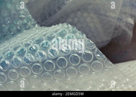 Materiale di imballaggio a bolle di plastica Foto Stock