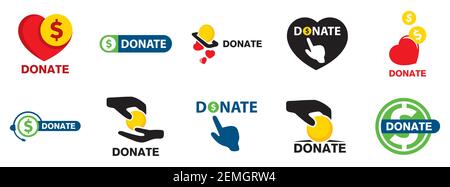 Logo vettoriale della donazione di denaro, donazione di sangue Illustrazione Vettoriale