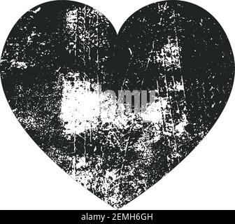 Illustrazione vettoriale della sagoma a cuore grunge. Texture timbro di gomma . Illustrazione Vettoriale