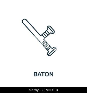 Icona Baton. Elemento semplice della raccolta della polizia. Icona Creative Baton per web design, modelli, infografiche e altro ancora Illustrazione Vettoriale