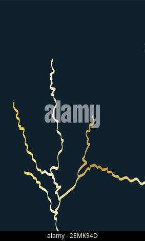 Modello di copertura in oro kintsugi. Lussuosa struttura in marmo dorato. Schema di massa rotto e spaccato. Rettangolare, fulmine, bianco e nero. Affari ca Illustrazione Vettoriale