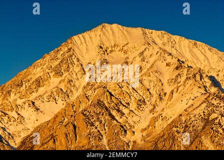 Mt Tom in Eastern Sierra Nevada a sunrise in inverno oltre il latticello zona di campagna vicino al Vescovo, CALIFORNIA, STATI UNITI D'AMERICA Foto Stock