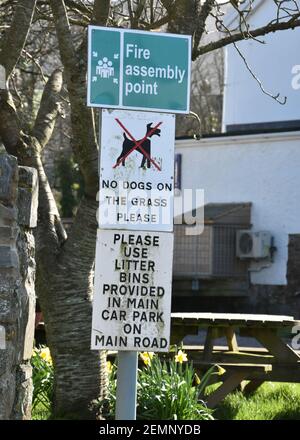 Regole di Croyde Beach, cartelli, Segnaletica, Devon nord, Foto Stock