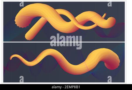 astratto 3d forma d'onda banner sfondo sfondo. forme di stile moderno liquido. Illustrazione vettoriale Illustrazione Vettoriale