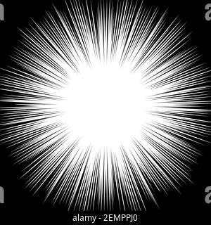 Modello astratto a raffica bianco nero, illustrazione radiale Illustrazione Vettoriale