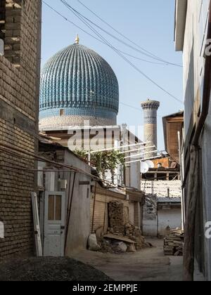 Uzbekistan, Samarkanda, classificato come patrimonio mondiale dall UNESCO, Gur Emir moschea Foto Stock