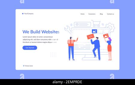 Sito Web Team Build, creare una pagina Web di destinazione Illustrazione Vettoriale