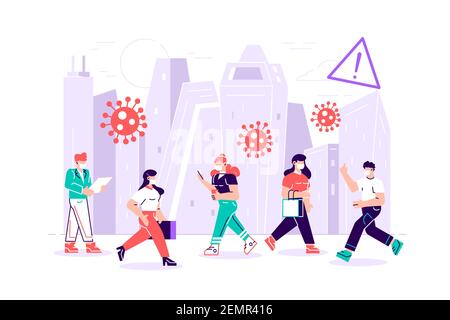 Nuovo Coronavirus 2019-nKoV , persone in maschera medica bianca Foto Stock