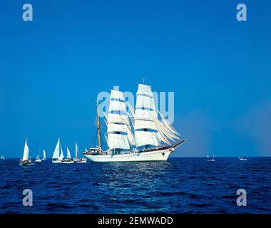 Storica nave a vela. Barque. Gorch Fock. Costruito nel 1958. Germania. Foto Stock