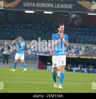 Napoli, Campania, Italia. 9 Feb 2016. Durante la partita di calcio della Lega europea SSC Napoli vs FC Granada il 25 febbraio 2021 allo stadio Diego Armando Maradona di Napoli.in foto: fabian ruiz Credit: Fabio Sasso/ZUMA Wire/Alamy Live News Foto Stock