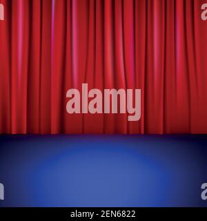 Palco con tenda rossa. Illustrazione Vettoriale