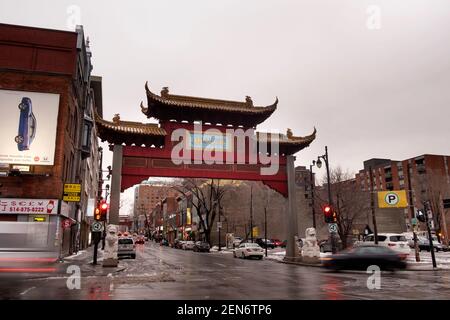 Porta d'ingresso a China Town a Montreal Quebec Foto Stock