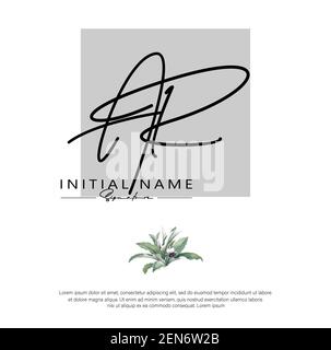 Una lettera iniziale R AR con scrittura a mano e logo della firma. Beauty Vector primo logo .Moda, boutique, floreale e botanico Illustrazione Vettoriale