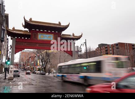 Porta d'ingresso a China Town a Montreal Quebec Foto Stock