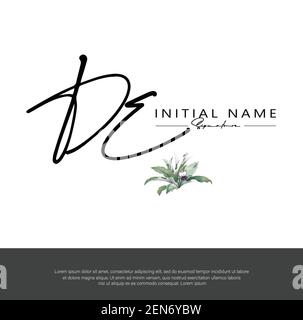D e DE scrittura iniziale della lettera e logo della firma. Beauty Vector primo logo .Moda, boutique, floreale e botanico Illustrazione Vettoriale