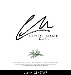 L M LM Firma iniziale della lettera e logo della firma. Beauty Vector primo logo .Moda, boutique, floreale e botanico Illustrazione Vettoriale
