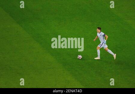 BUCAREST, ROMANIA - 23 febbraio 2021 - Chelsea FC e Atletico Madrid in azione durante la prima tappa della UEFA Champions League al National sono Foto Stock