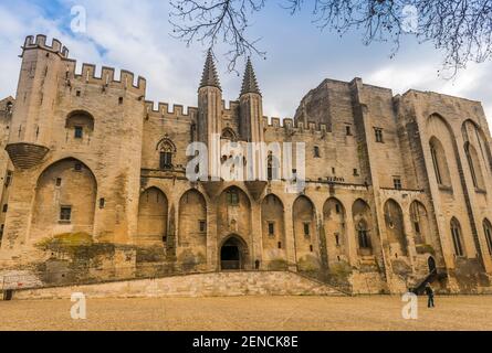 Palazzo dei Papi in inverno, ad Avignone, Provenza, Francia Foto Stock