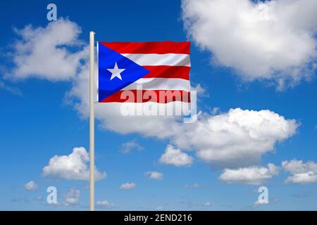 Die Flagge von Puerto Rico, Karibik, Insel, Foto Stock