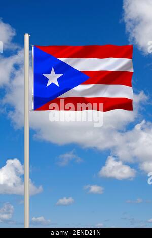 Die Flagge von Puerto Rico, Karibik, Insel, Foto Stock