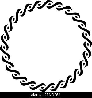 Anello con motivo celtico in nero su uno sfondo bianco isolato. Illustrazione astratta di un simbolo celtico. Illustrazione Vettoriale