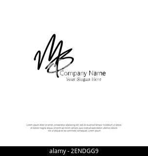 M B MB scritta a mano e logo della firma della lettera iniziale. Beauty Vector primo logo .Moda, boutique, floreale e botanico Illustrazione Vettoriale