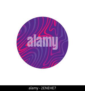Cerchio viola astratto con linee luminose sfumatura colore rosa-lilla neon, isolato su sfondo bianco. Elemento decorativo vettoriale per la progettazione. Illustrazione Vettoriale