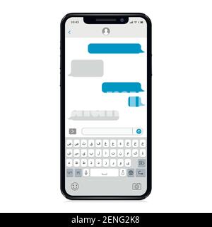 Smartphone moderno con tastiera alfabetica arabica isolata su sfondo bianco Illustrazione Vettoriale