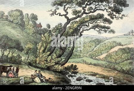 A Cornish View 1810 Thomas Rowlandson (inglese, 1756-1827) Inghilterra, primi del 19 ° secolo incisione, colorato a mano Foto Stock