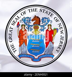 USA; Das Wappen von New Jersey, Bundesstaat der USA, Foto Stock