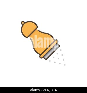 Icona shaker al pepe, colore, linea, segno vettoriale del contorno, pittogramma lineare isolato su bianco. Simbolo, illustrazione del logo Illustrazione Vettoriale