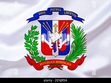 Das Wappen von Dominikanische Republik, Karibik, Insel Hispaniola, Grosse Antillen, Westindische Inseln,