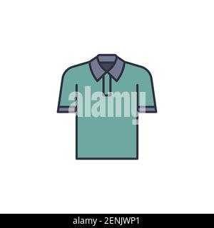 Icona polo, colore, linea, contorno vettoriale, pittogramma lineare isolato su bianco. Simbolo, illustrazione del logo Illustrazione Vettoriale